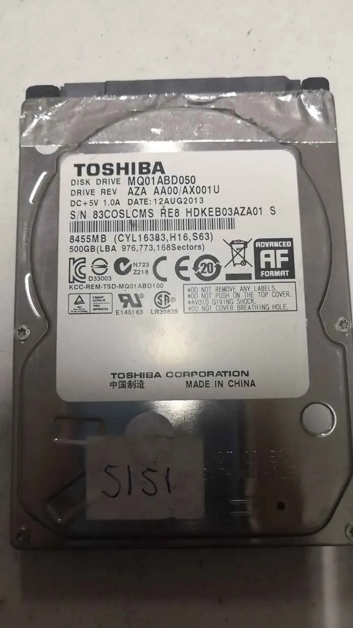 Toshiba MQ01ABD050 S/N 4322786711977