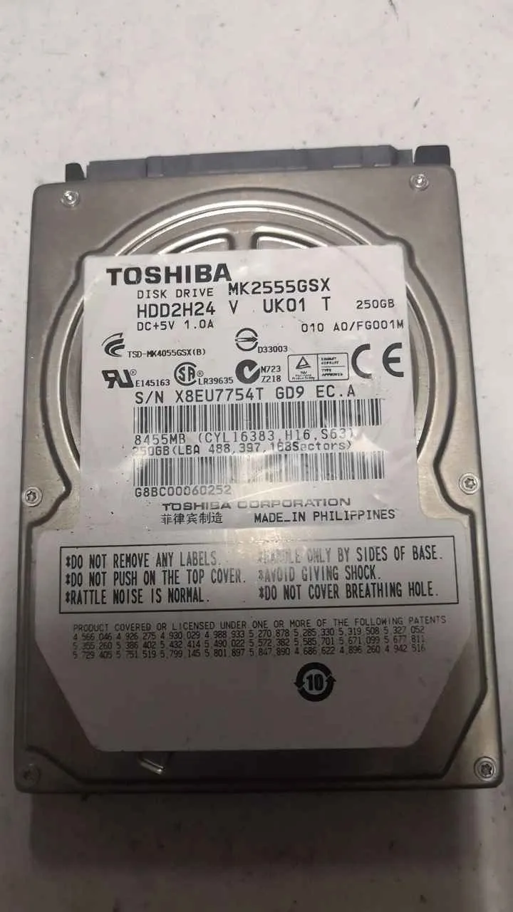 Toshiba MK2555GSX S/N X8EU7754TGD9