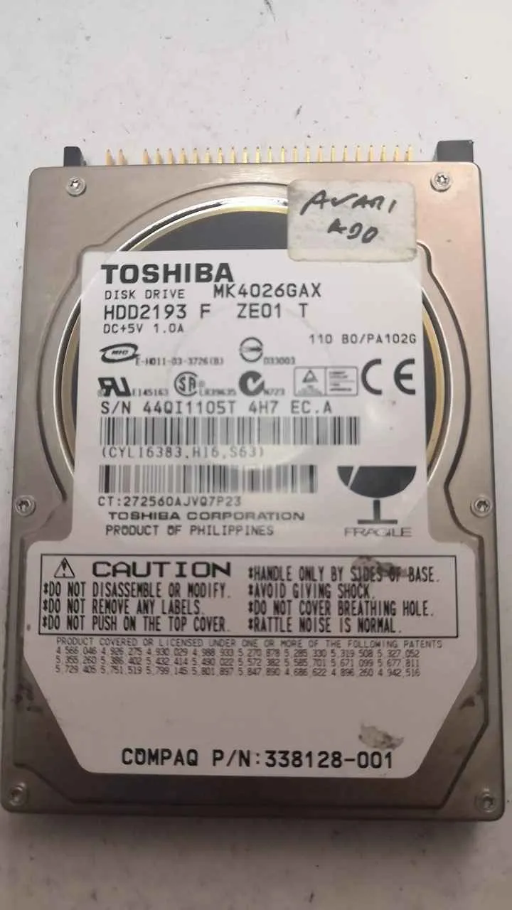 Toshiba MK4026GAX S/N 44QI1105T4H7