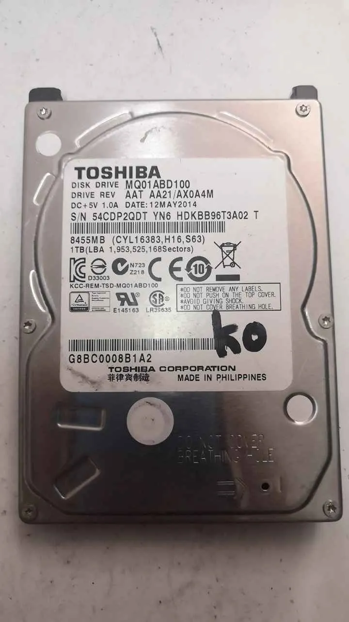 Toshiba MQ01ABD100 S/N 54CDP2QDTYN6