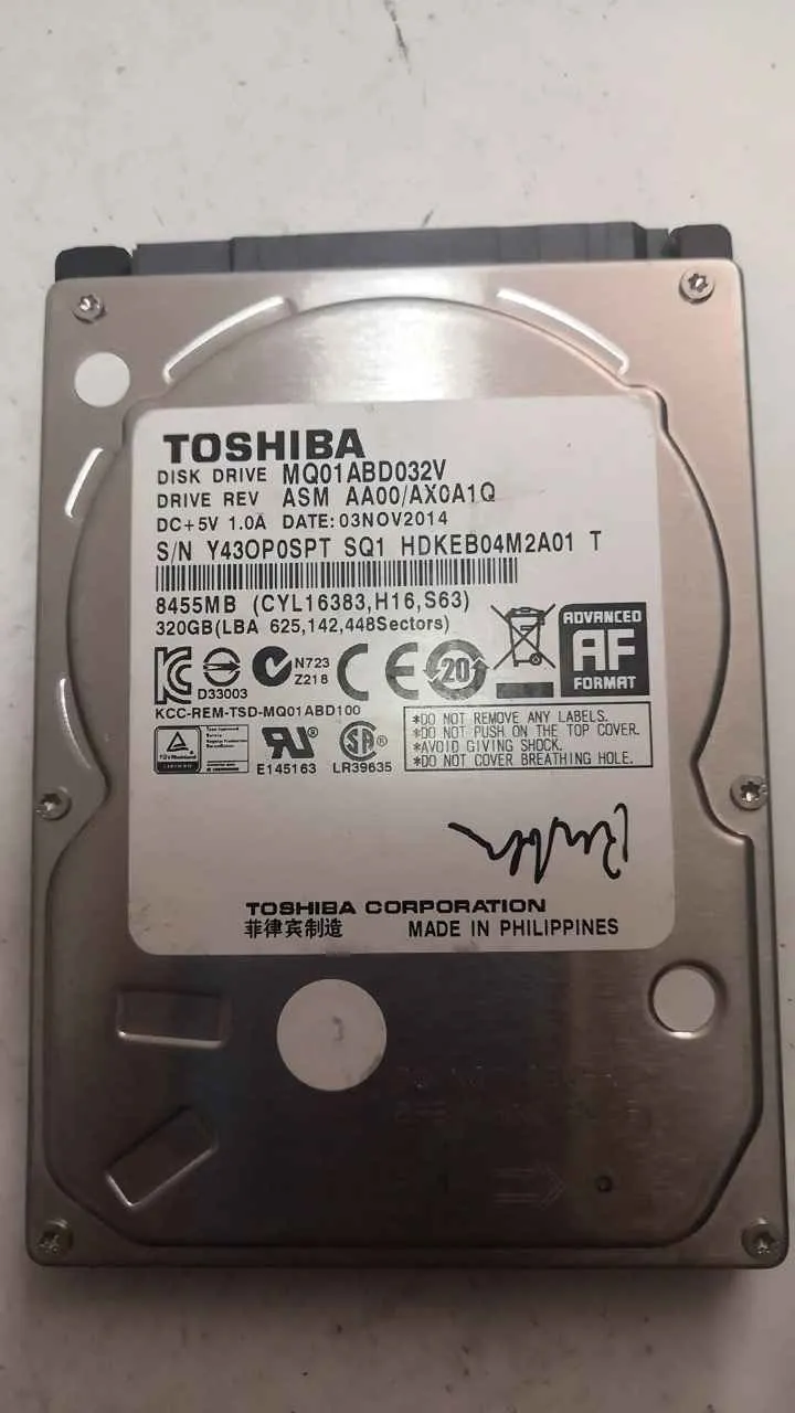 Toshiba MQ01ABD032V S/N Y43OP0SPTSQ1
