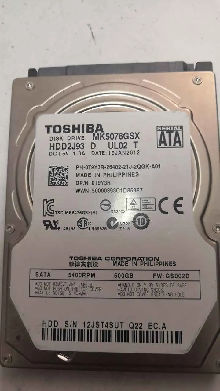 Toshiba MK5076GSX S/N 12JST4SUTQ22