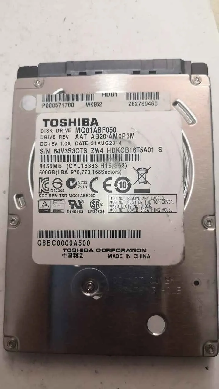 Toshiba MQ01ABF050 S/N 84V3S3QTSZW4