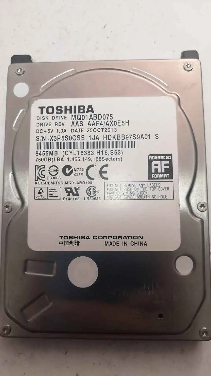 Toshiba MQ01BD075 S/N X3P5S0QSS1JA