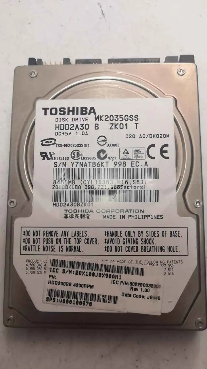 Toshiba MK2035GSS S/N Y7NATB6KT998