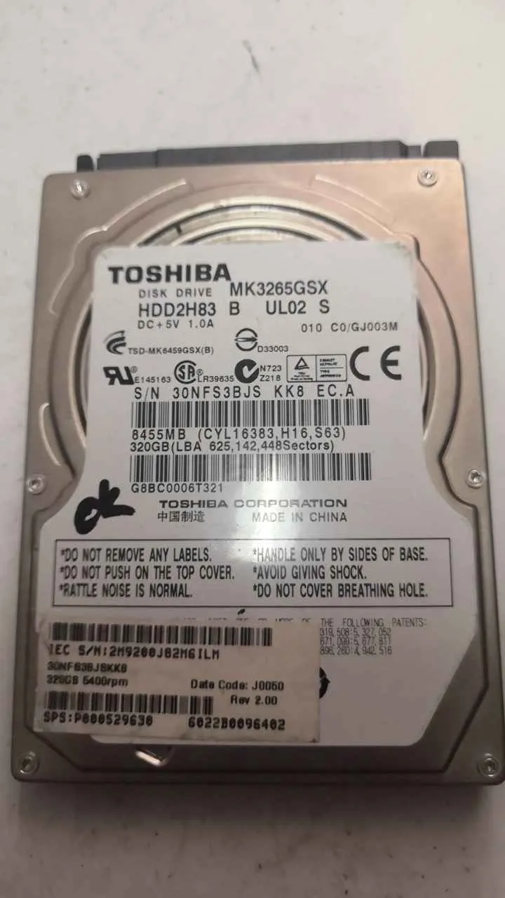 Toshiba MK3265GSX S/N 30NFS3BJSKK8