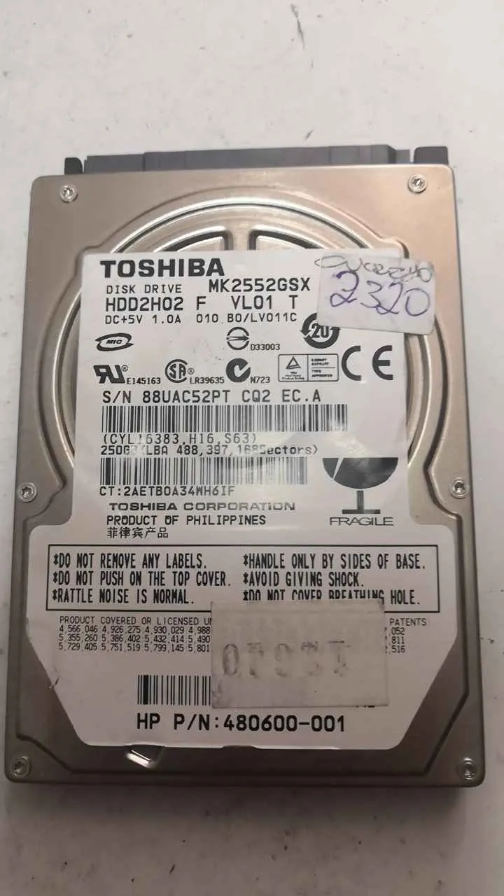 Toshiba MK2552GSX S/N 88UAC52PTCQ2