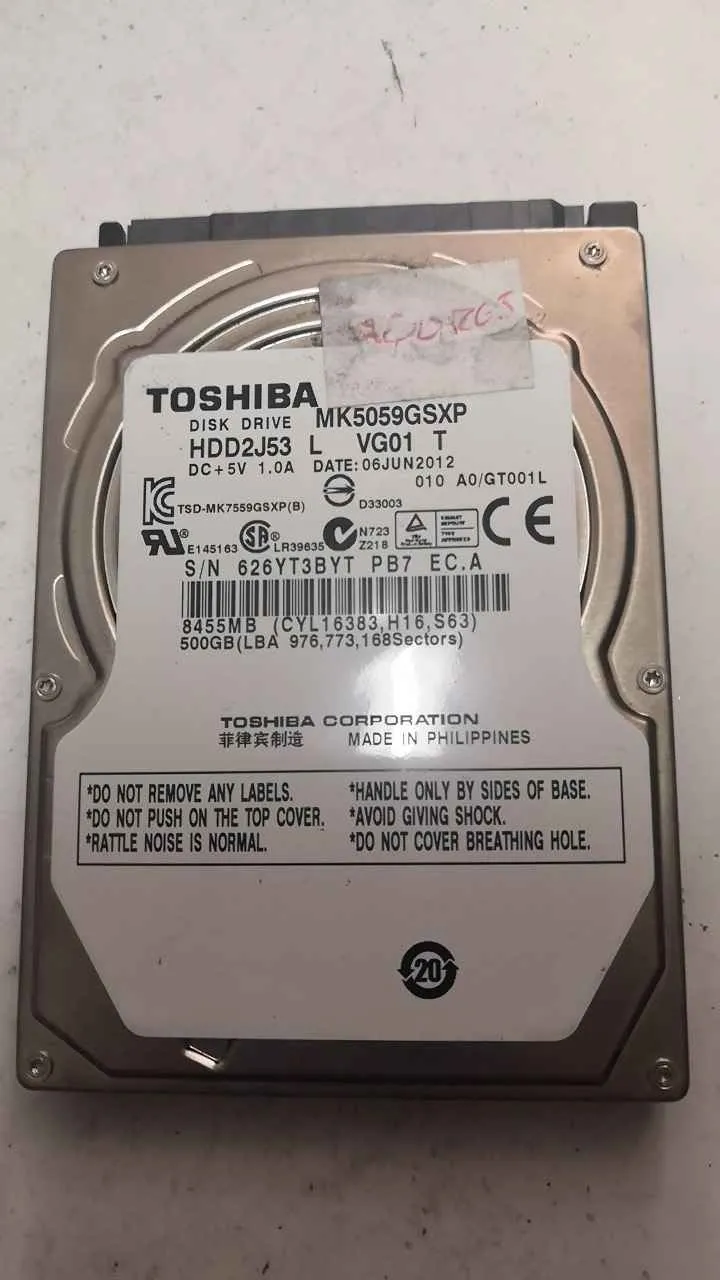 Toshiba MK5059GSXP S/N 626YT3BYTPB7