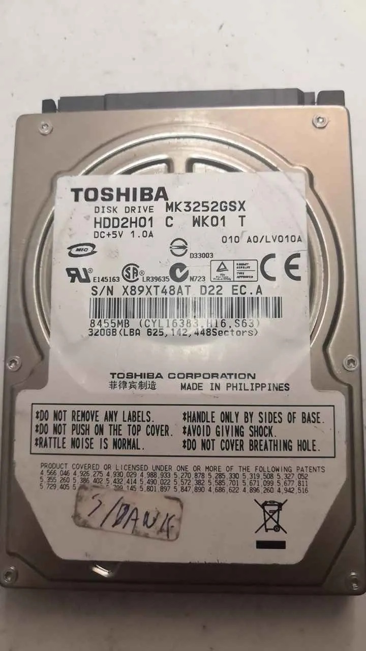 Toshiba MK3252GSX S/N X89XT48ATD22