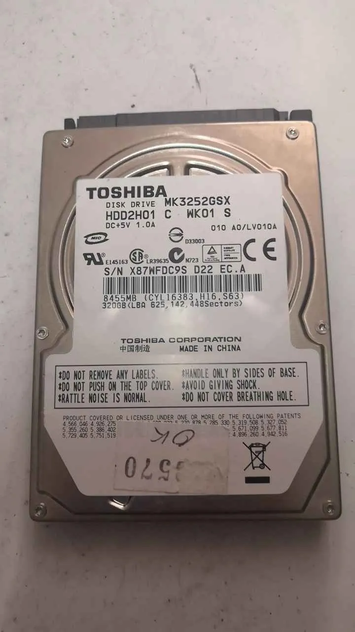 Toshiba MK3252GSX S/N X87WFDC9SD22
