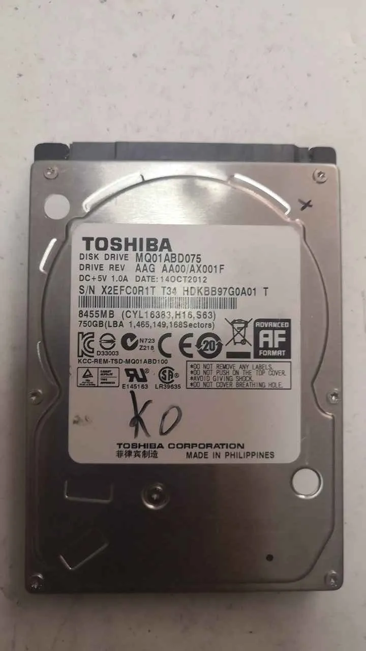 Toshiba MQ01ABD075 S/N X2EFC0R1TT34