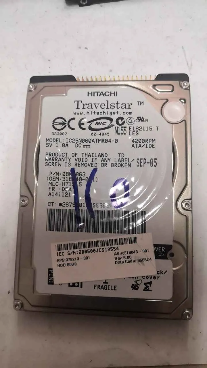 Fotografia dador IBM IC25N060ATMR04 SN 2D0500JCSI2554