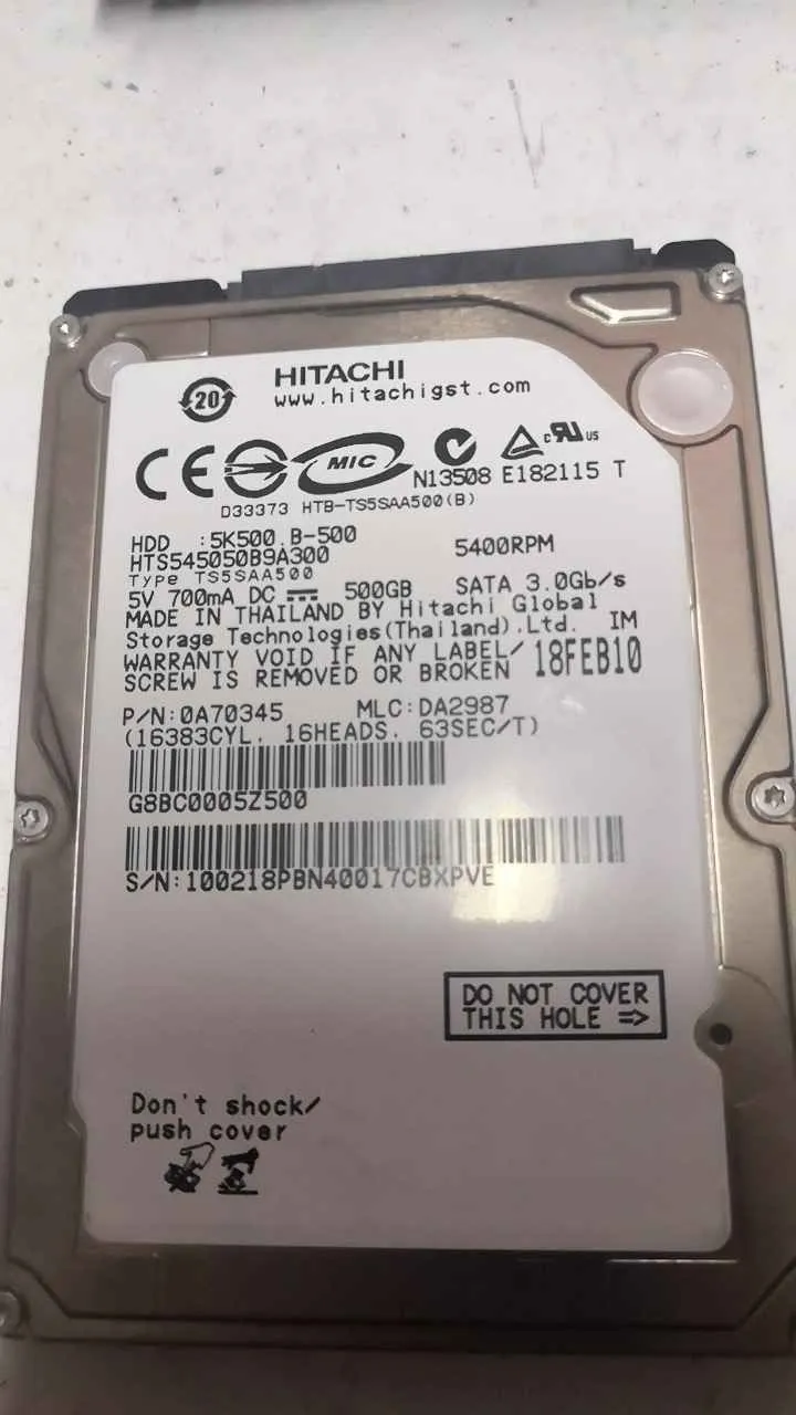 Hitachi HTA545050B9A300 S/N 100218PBN40017CBXPVE