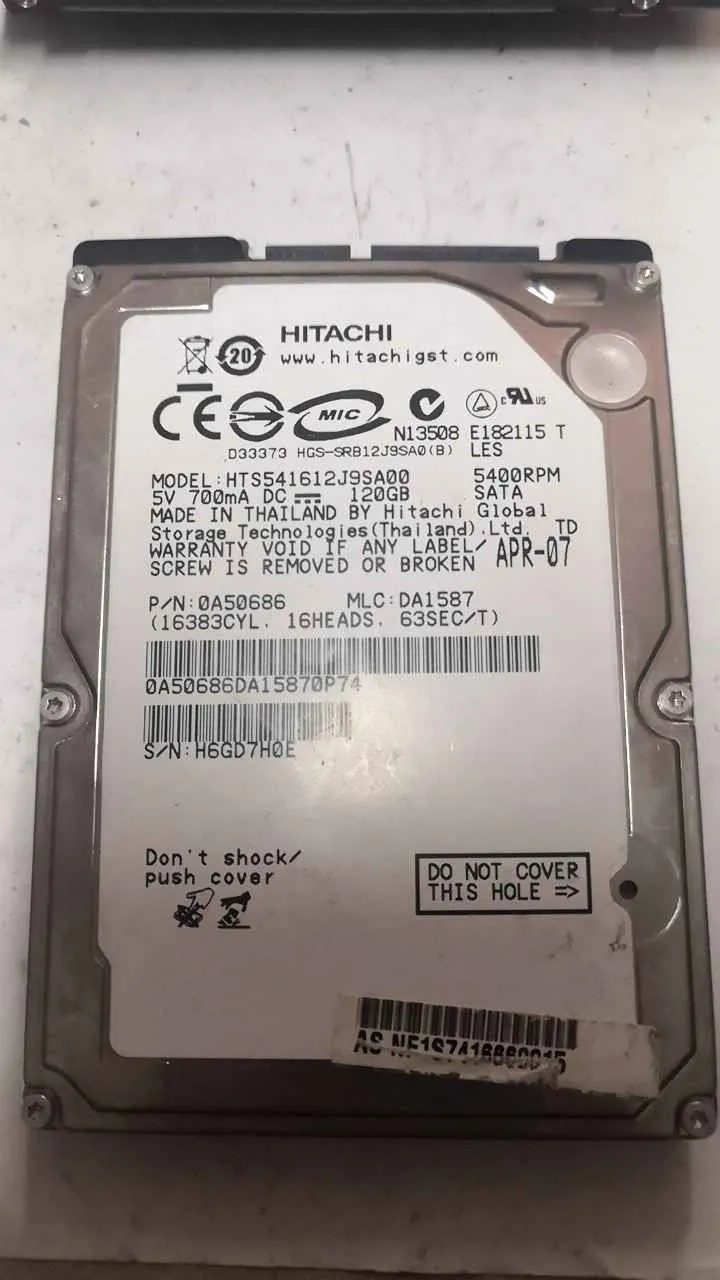 Hitachi HTA541612J9SA00 S/N H6GD7H0E