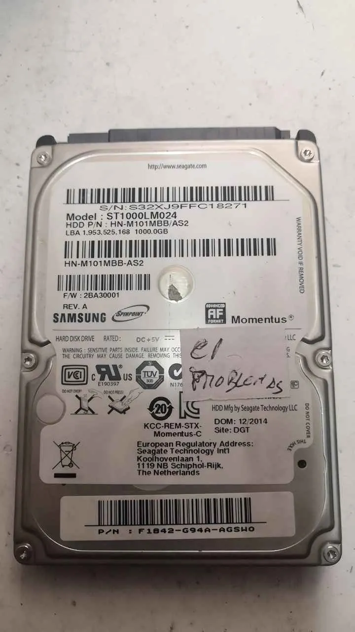Seagate ST1000LM024 S/N S32XJ9FFC18271