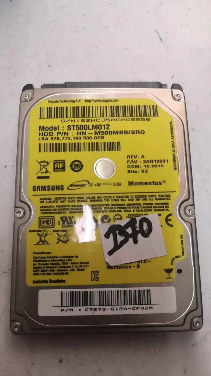 Seagate ST500LM012 S/N S2WCJ5ACA05556