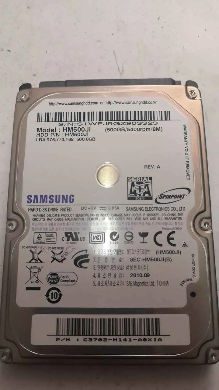 Samsung HM500JI S/N S1WFJ9GZ903323