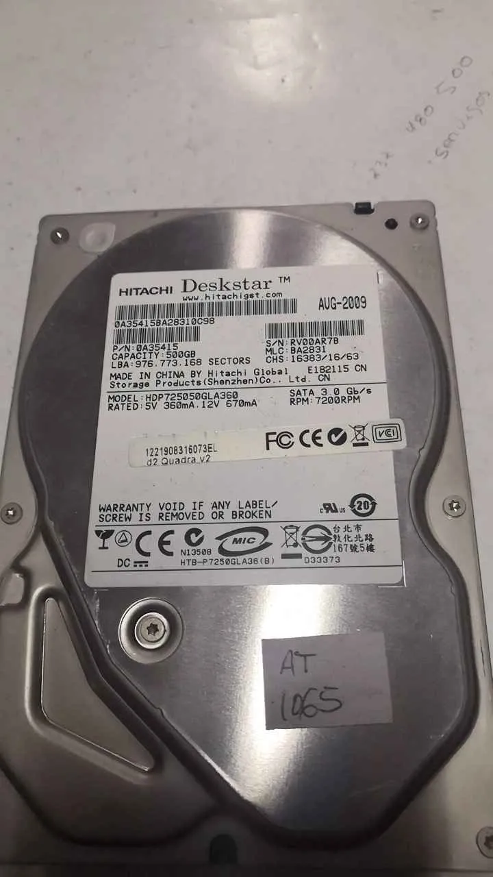 Hitachi HDP725050GLA360 S/N RV00AR7B