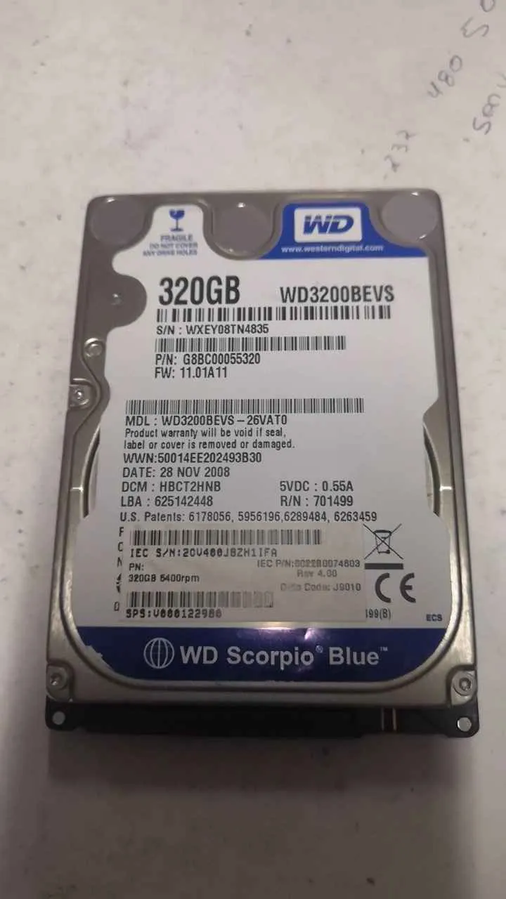 Western Digital WD3200BEVS-26VAT0 S/N WXEY08TN4835