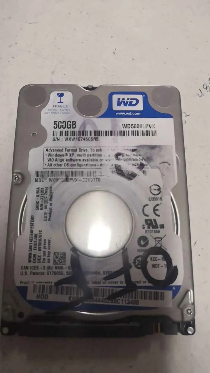 Western Digital WD5000LPVX-22V0TT0 S/N WXW1E746C5R5