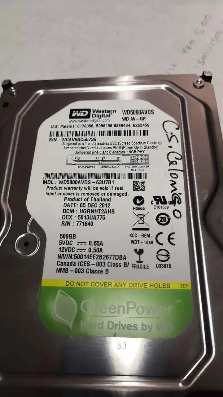 WD5000AVDS- 63U7B1
