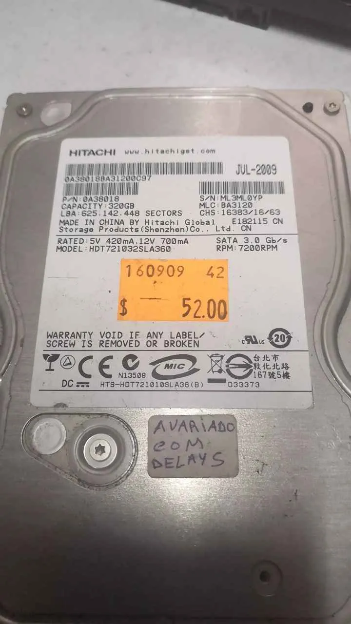 Hitachi HDT721032SLA360 S/N ML3ML0YP