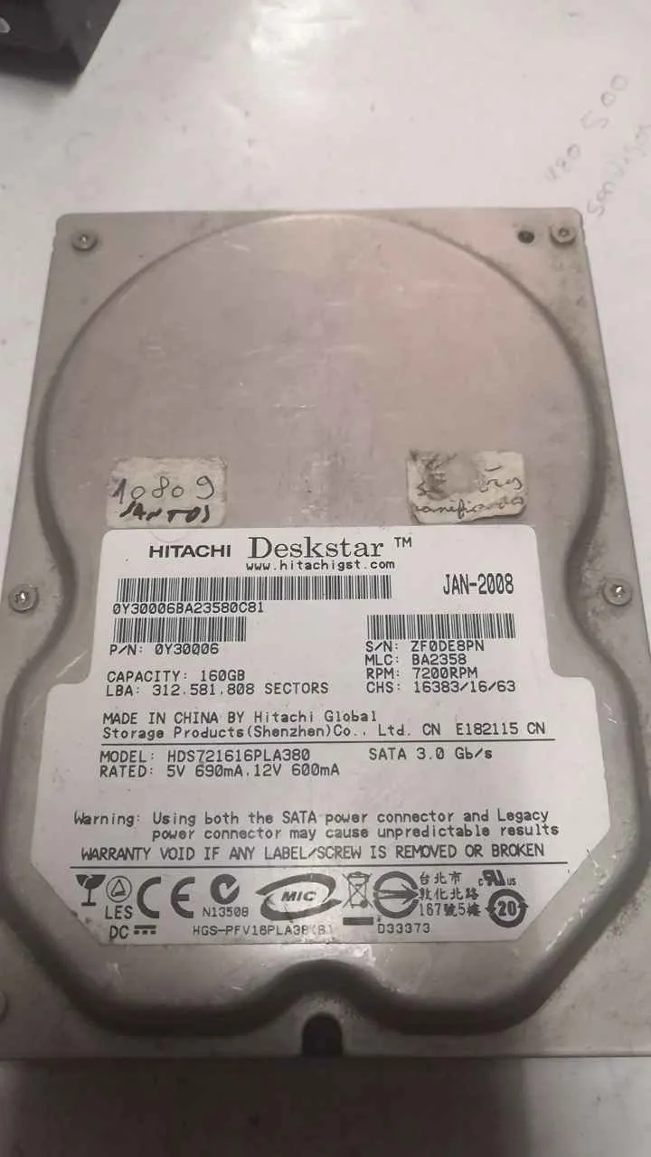 Hitachi HDST21616PLA380 S/N ZF0DE8PN