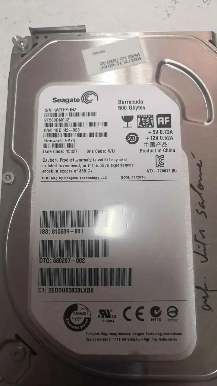 Seagate ST500DM002 S/N W3THYHNZ