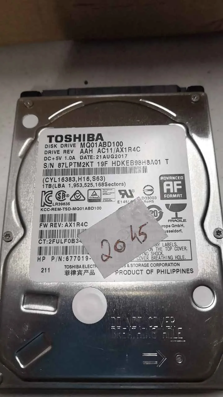 Toshiba MQ01ABD100 S/N 87LPTM2KT19F