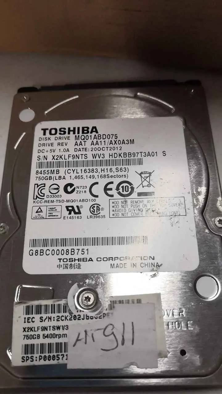 Toshiba MQ01ABD075 S/N X2KLF9NTSWV3