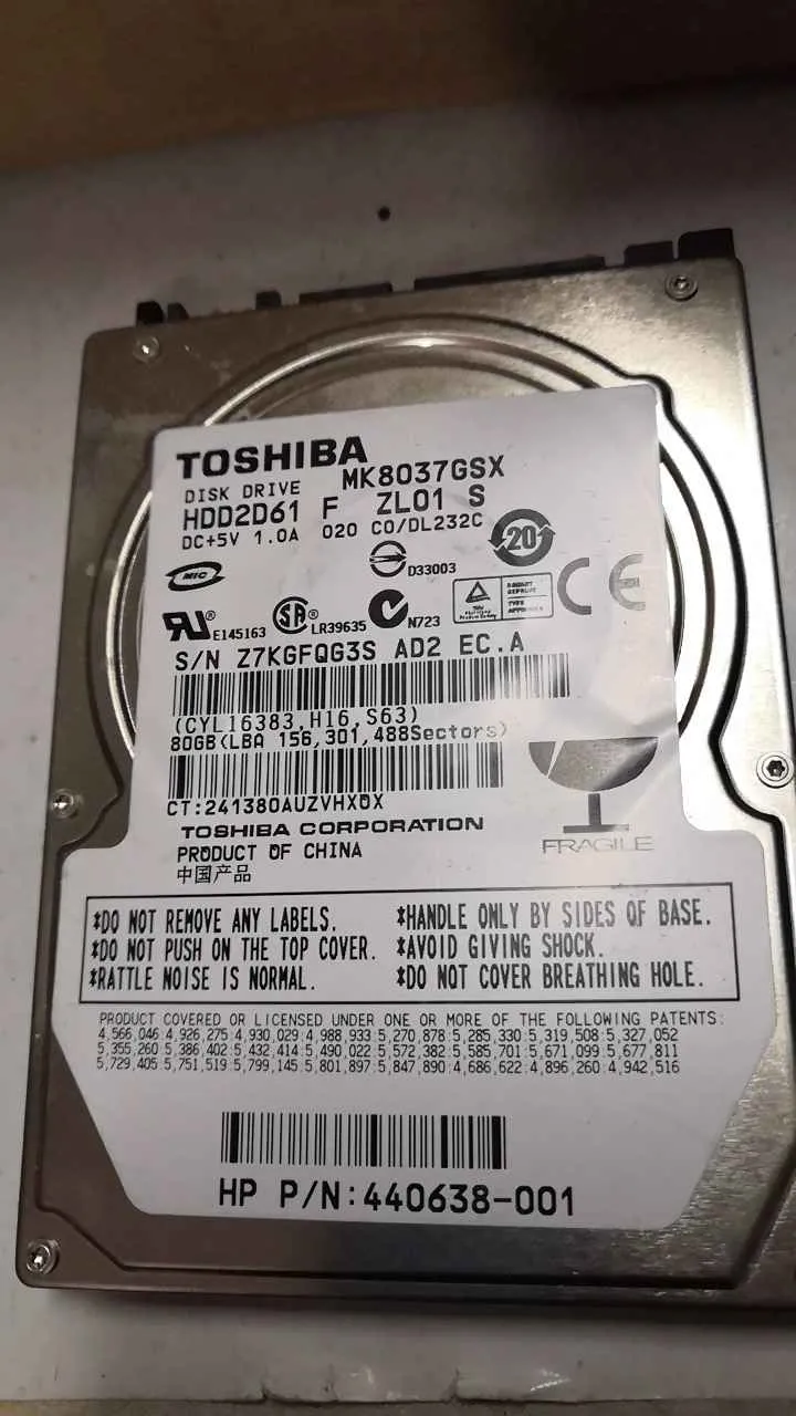 Toshiba MK8037GSX S/N Z7KGFQG3SAD2
