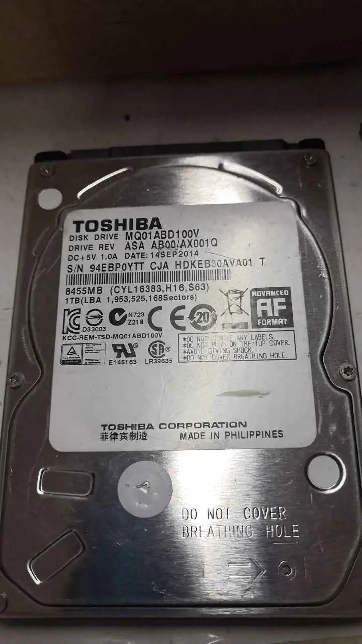 Toshiba MQ01ABD100V S/N 94EBP0YTTCJA