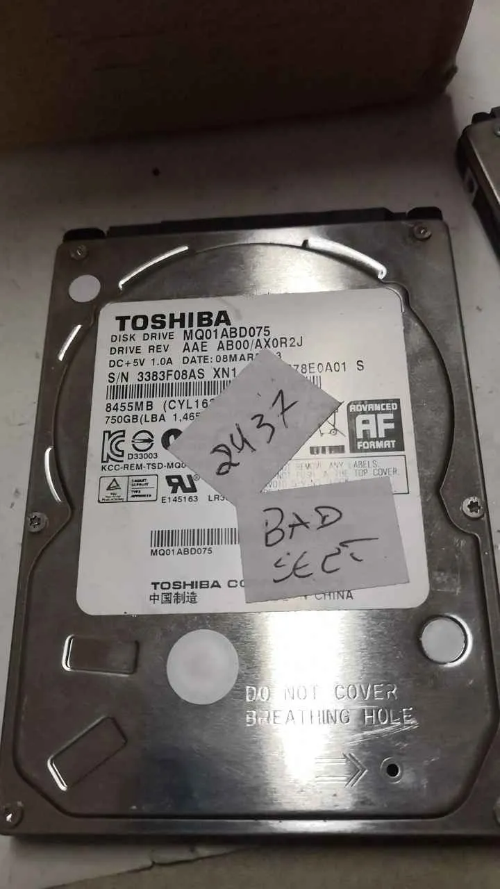Toshiba MQ01ABD075 S/N 3383F08ASXN1