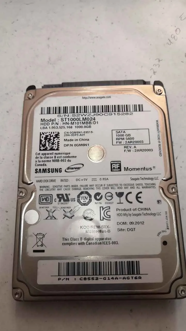 Seagate ST1000LM024 S/N S2WZJ90C915282