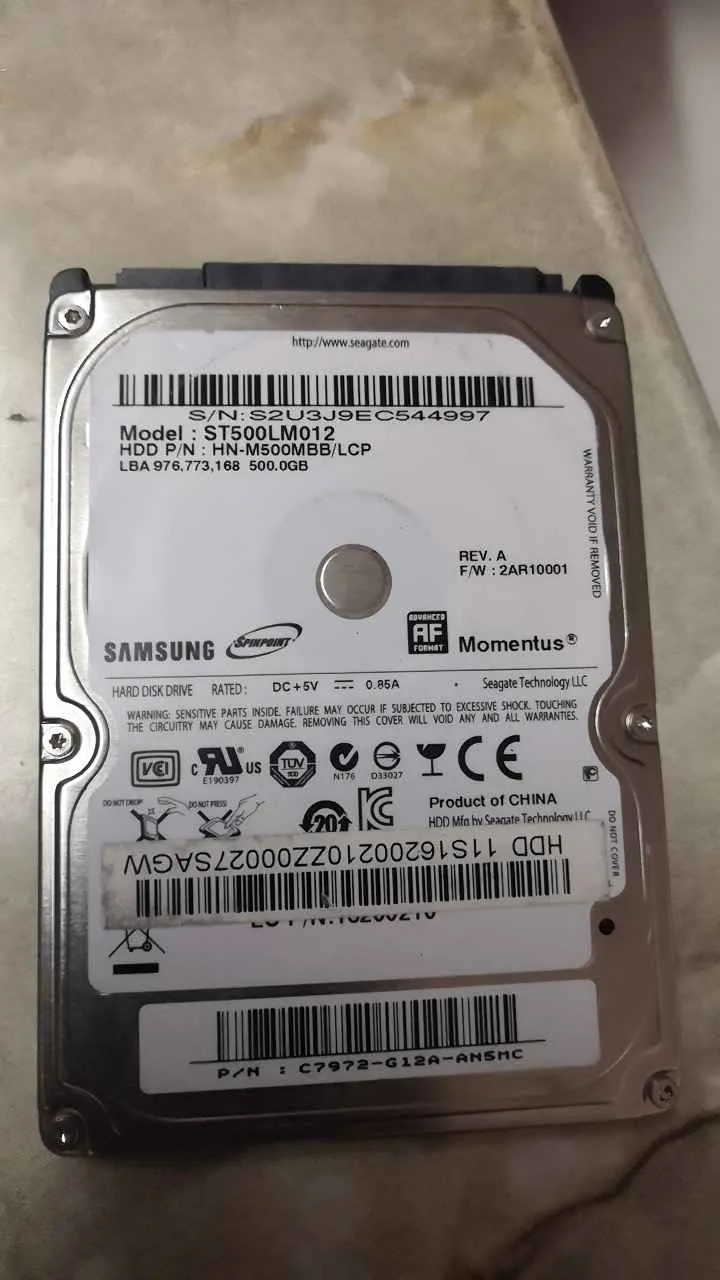Seagate ST500LM012 S/N S2U3J9EC544997