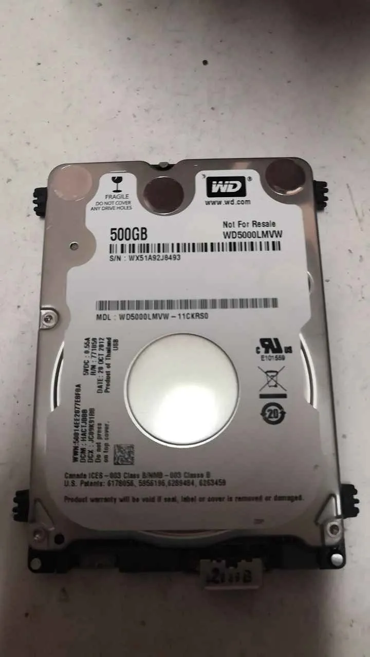 Western Digital WD5000LMVW-11CKRS0 S/N WX51A92J8493