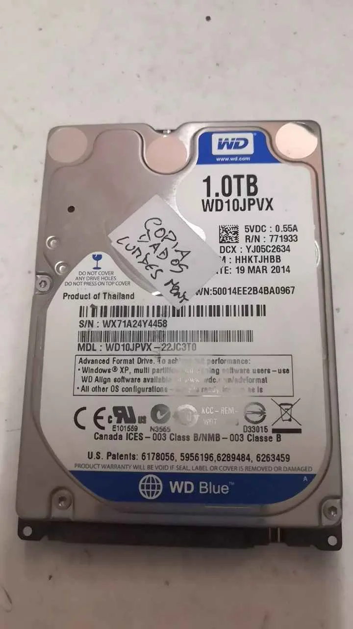 Western Digital WD10JPVX-22JC3T0 S/N WX71A24Y4458