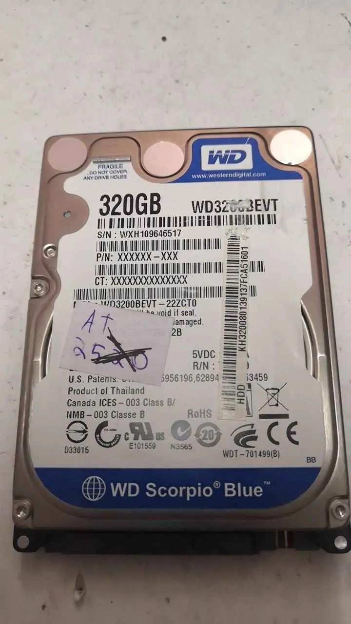 Western Digital WD3200BEVT-22ZCT0 S/N WXH109646517