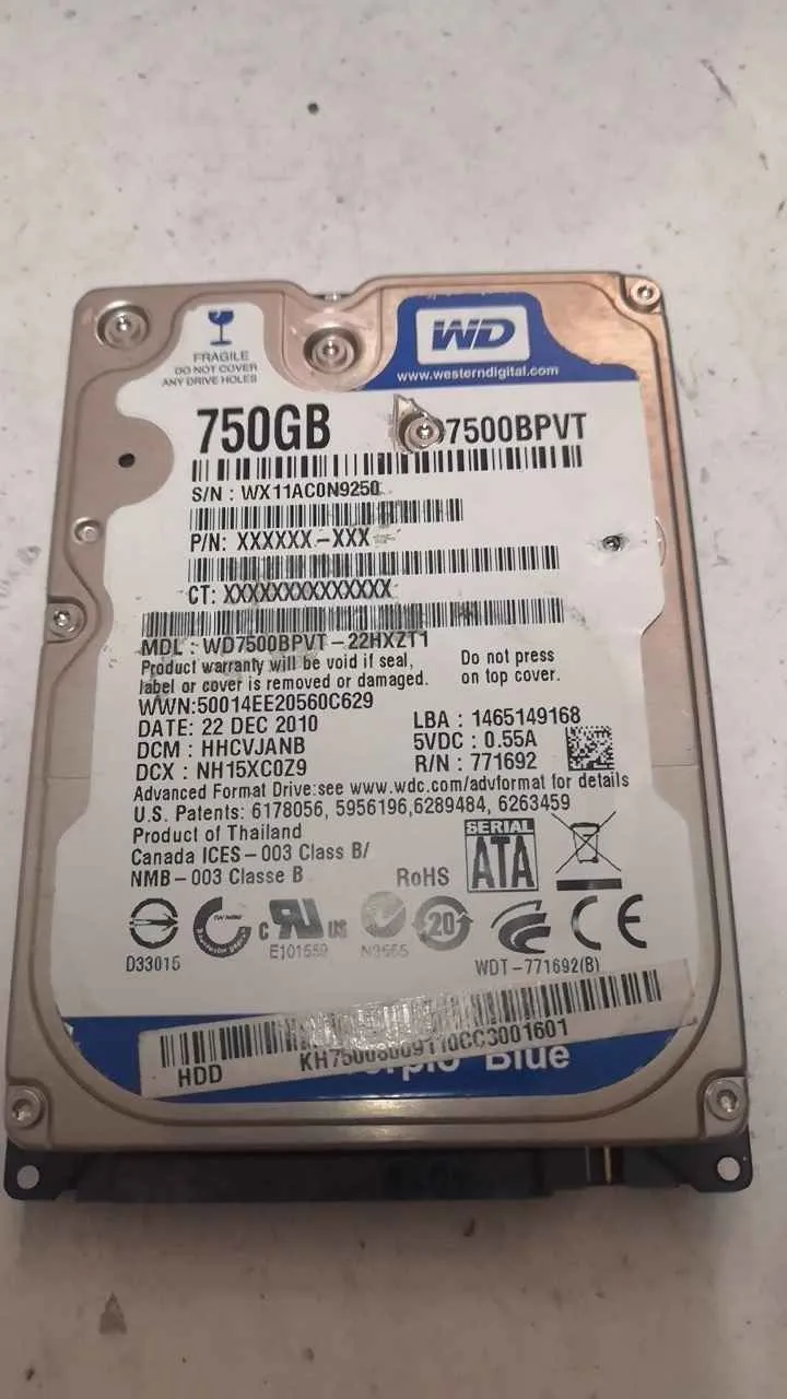 WD7500BPVT-22HXZT1