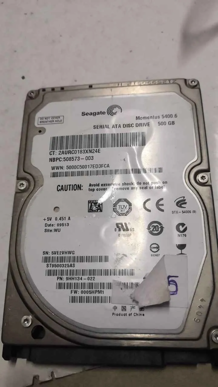 Seagate ST9500325AS S/N 5VE2VHWG