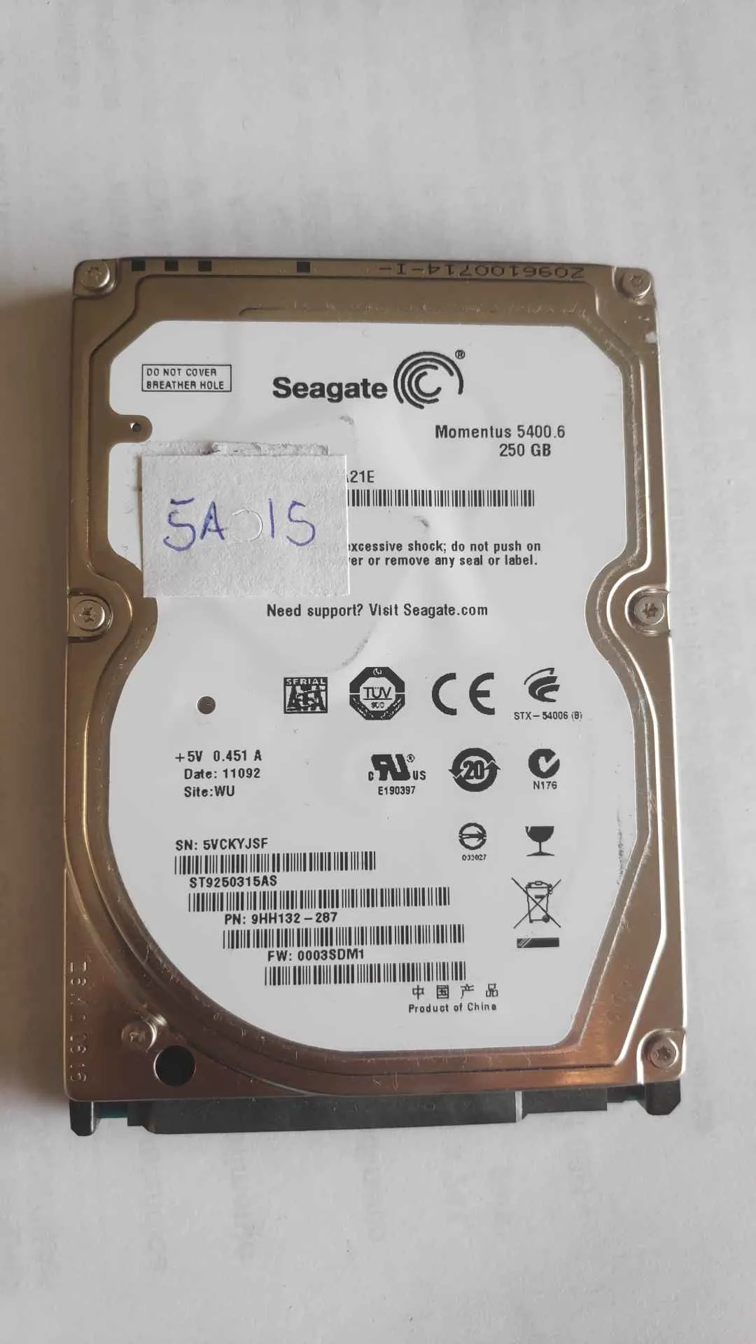 Seagate ST9250315AS S/N 5VCKYJSF