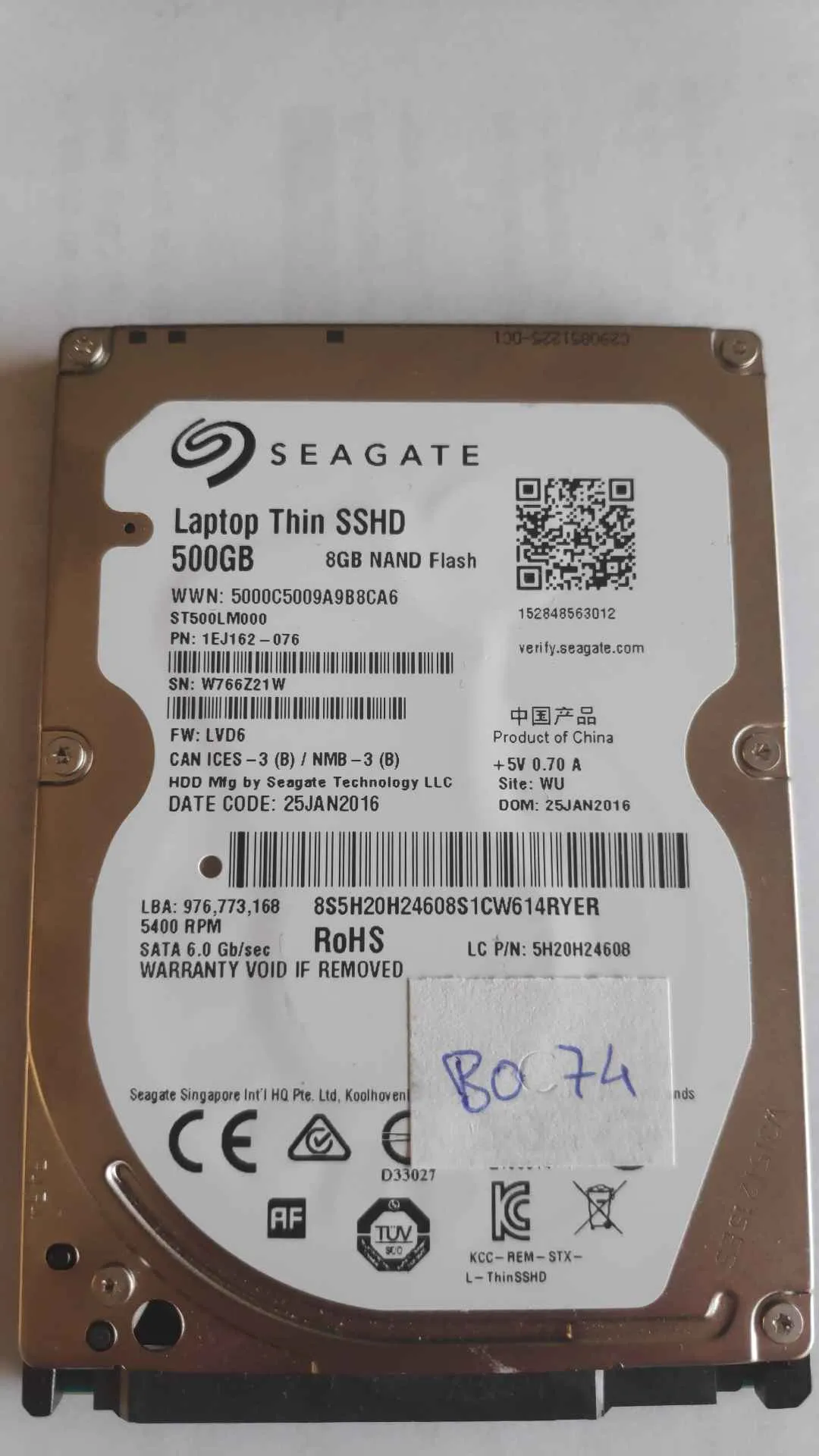 Seagate ST500LM00 S/N W766Z21W