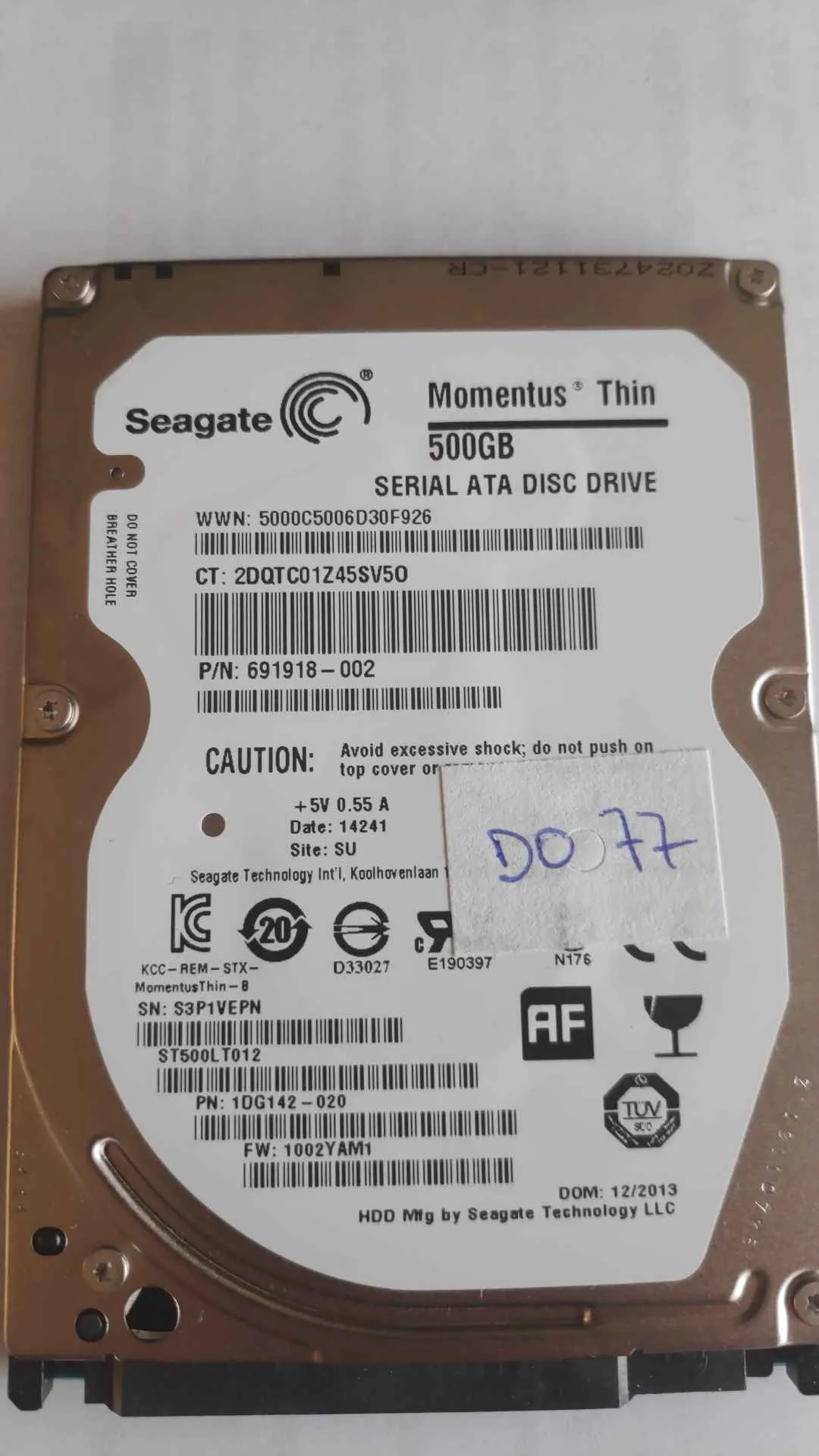 Seagate ST500LT012 S/N S3P1VEPN