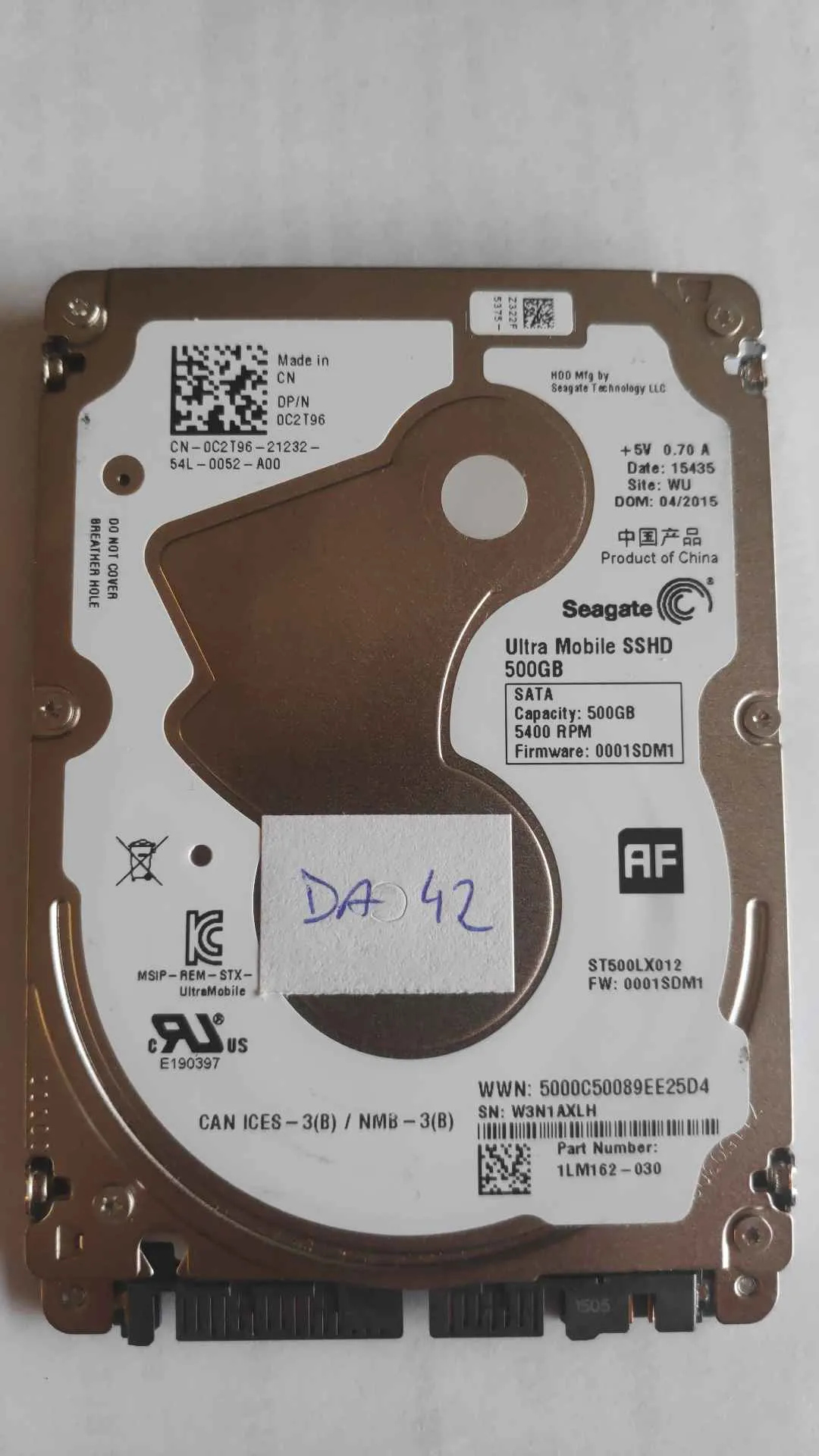 Seagate ST500LX012 S/N W3N1AXLH