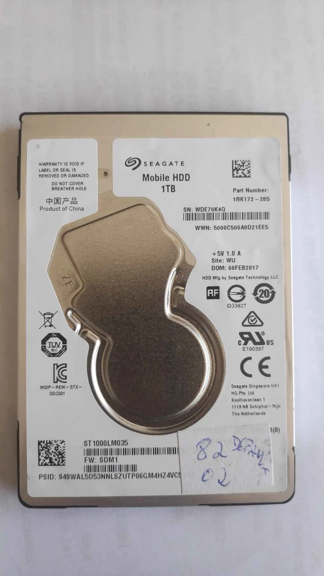 Seagate ST1000LM035 S/N WDE70K4Q