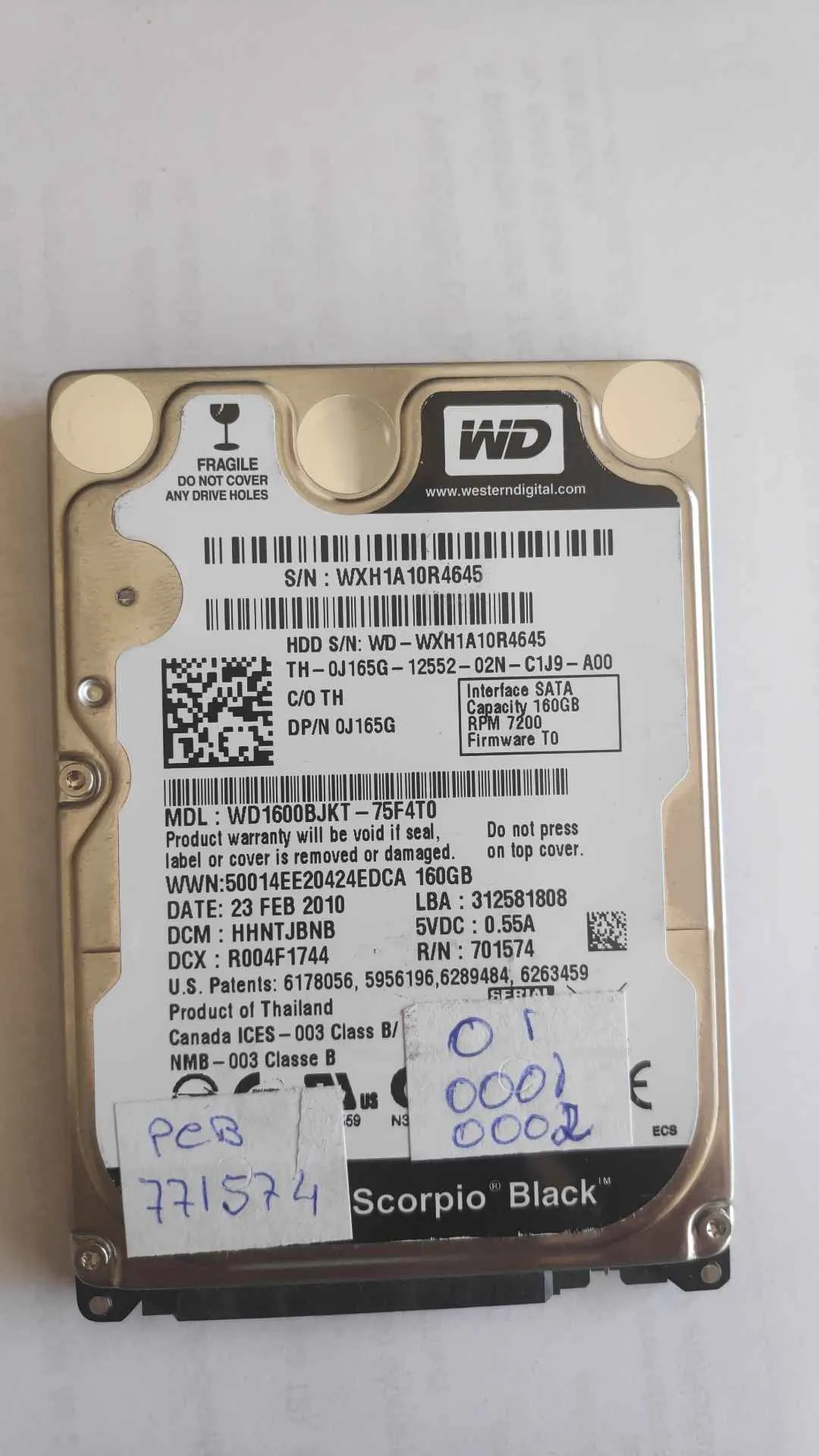 WD1600BJKT-75F4T0