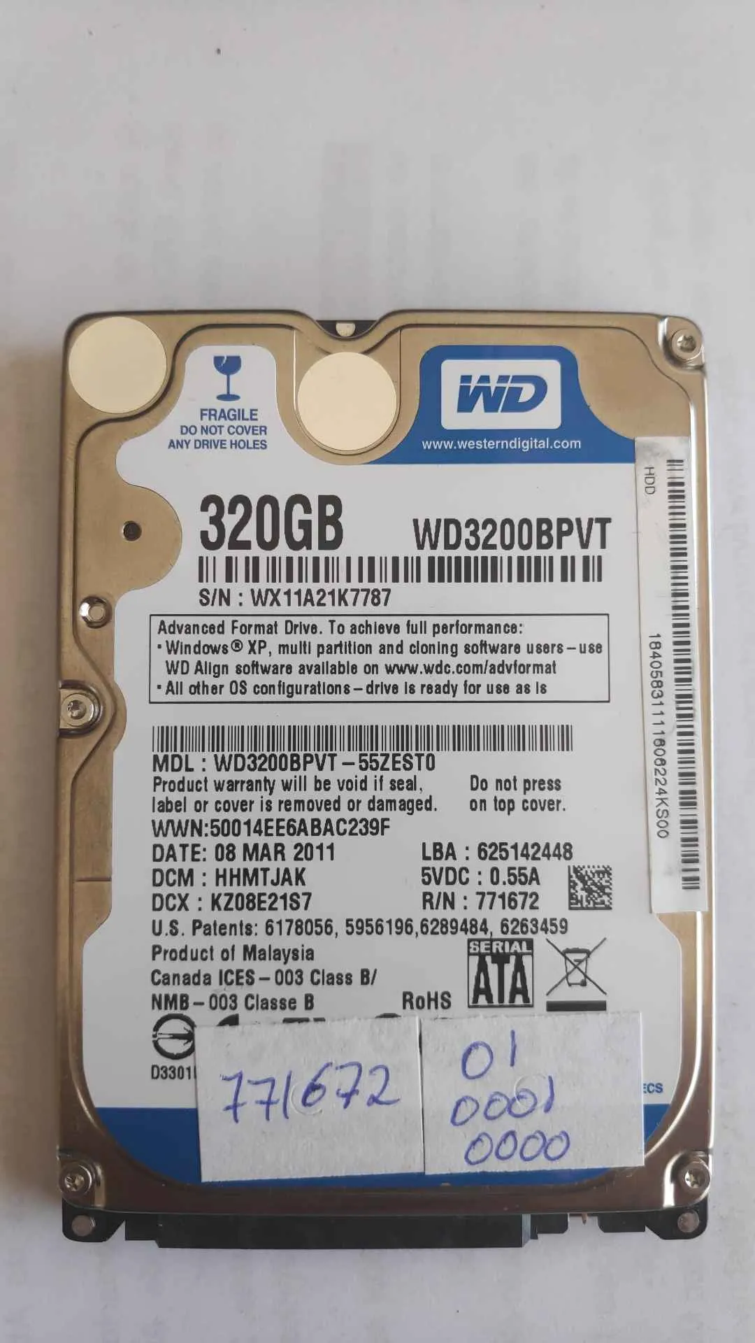 WD3200BPVT-55ZEST0