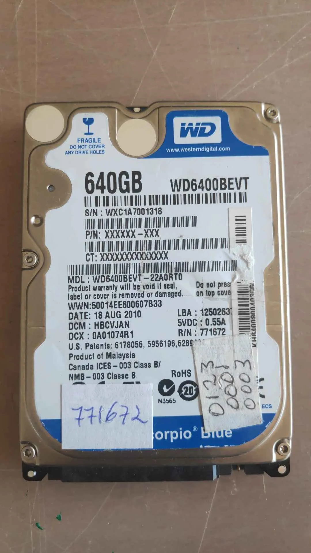 WD6400BEVT-22A0RT0