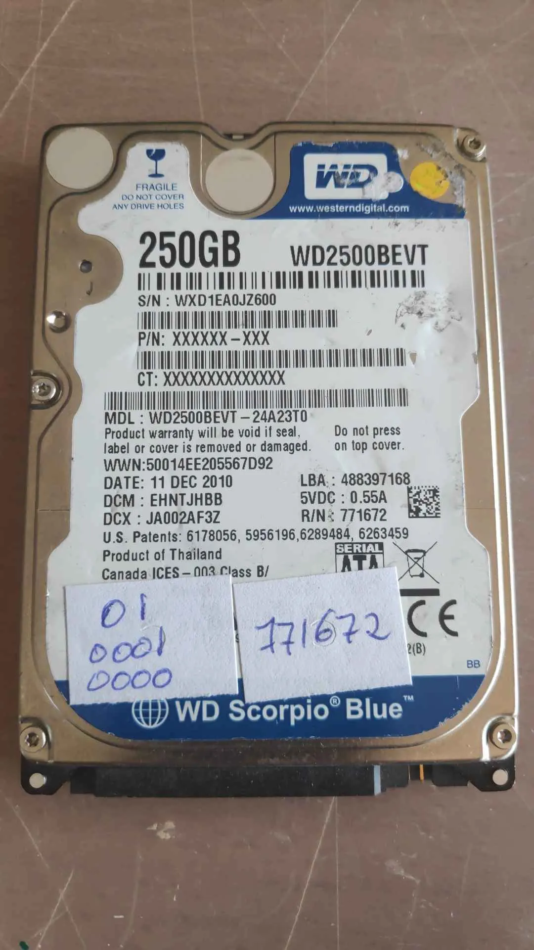WD2500BEVT-24A23T0