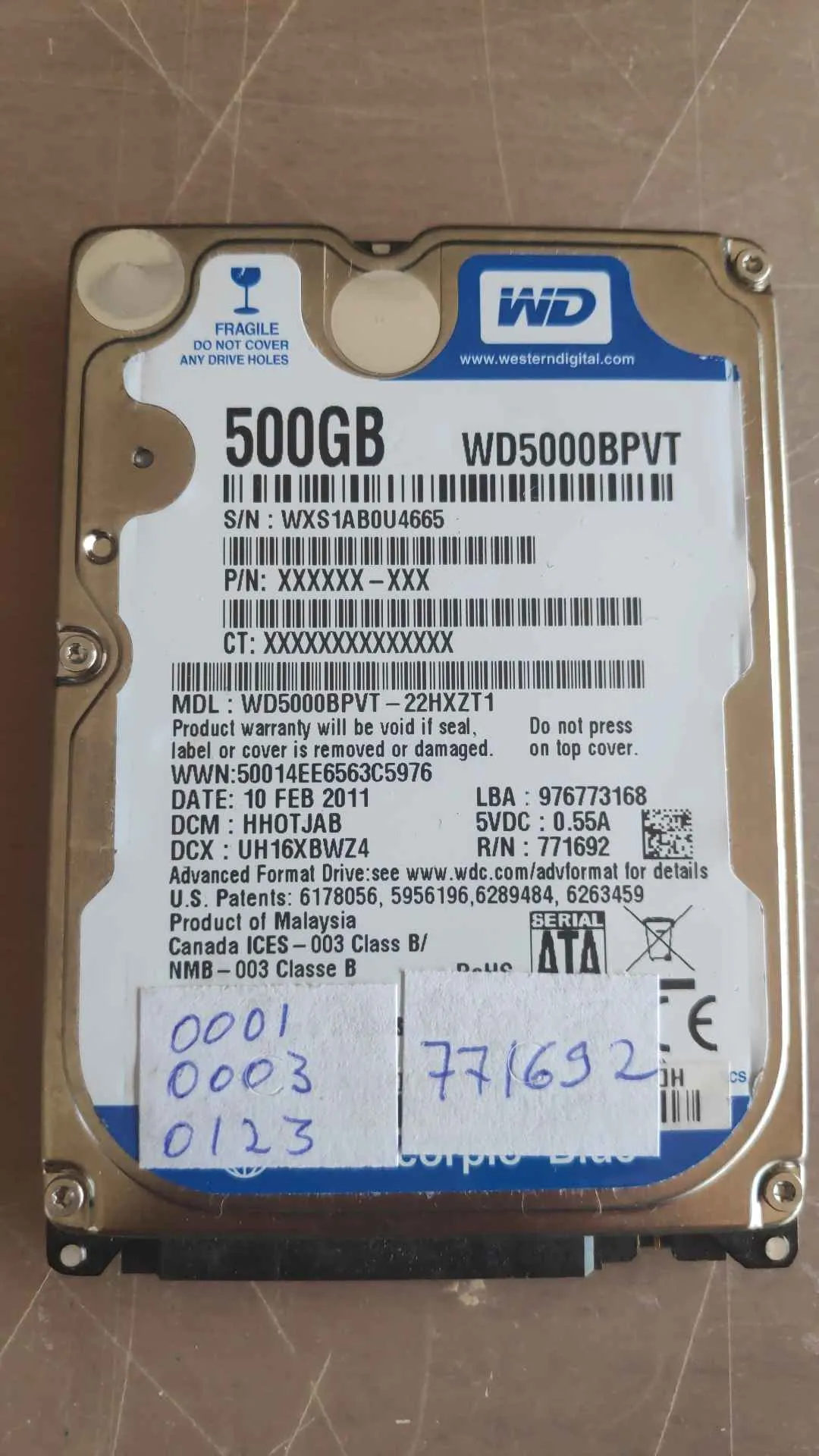 WD5000BPVT-22HXZT1